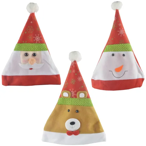 Christmas Hat Velvet Cartoon Santa Claus Snowman Bear Holiday Party Decoration Hat For Kids Unisex Festival Dress Up Headwear