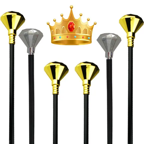Halloween King Scepter Gold Diamond Wand Kids Stage Performance Prop Magic Wand Party Costume Accessories Gold Silver