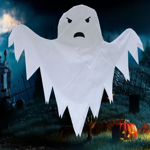 Halloween White Ghost Hanging Decoration Scary Windsock Ornament Oxford Cloth Party Prop Festive Outdoor Indoor Decor