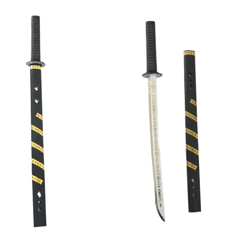 Plastic Japanese Samurai Toy Sword With Scabbard Gold Spiral Pattern Katana Model Kids Martial Arts Costume Weapons Prop Boy Gift