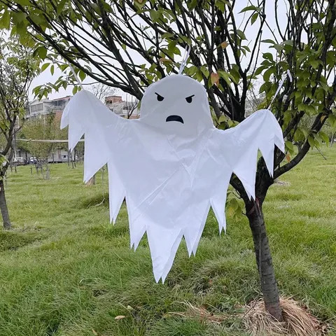 Halloween White Ghost Hanging Decoration Scary Windsock Ornament Oxford Cloth Party Prop Festive Outdoor Indoor Decor