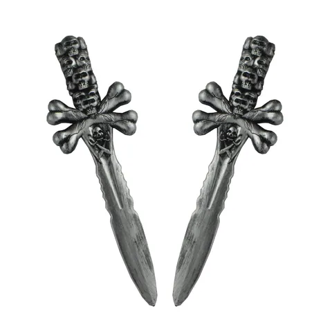 Halloween Pirate Skull Plastic Knife Toy Weapon For Kids Costume Party Photography Prop Antique Silver Decorative Sword