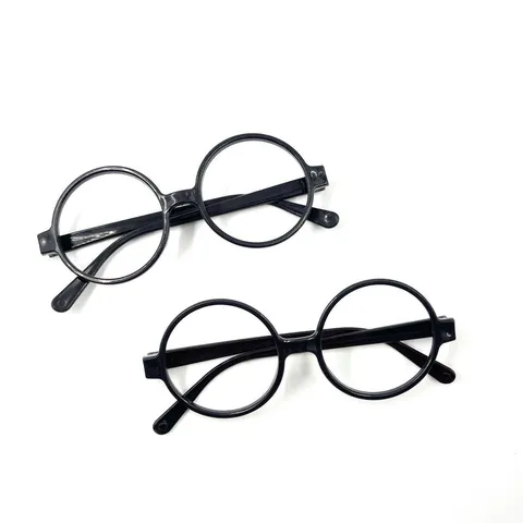 Retro Round Plastic Glasses Frame Without Lenses Black Classic Circle Eyeglasses Frame For Costume Party Event Decoration Unisex Kids Accessory