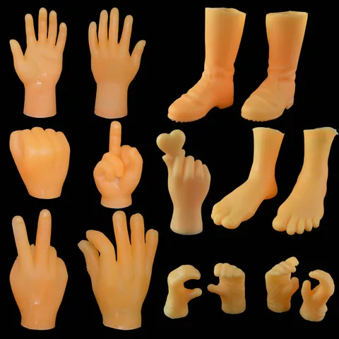 Funny Mini Finger Hands Feet Puppets Tiny Hand Finger Puppets For Cat Teasing Grooming Prank Toys Party Favors Vinyl Small Spoof Props