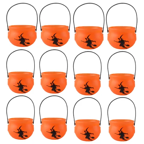 Halloween Kunststoff Hexe Eimer Silhouette Bonbonglas Orange Neuheit Süßes Oder Saures Halter Event Festliche Party Dekoration