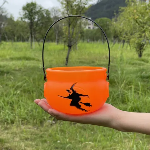 Halloween Kunststoff Hexe Eimer Silhouette Bonbonglas Orange Neuheit Süßes Oder Saures Halter Event Festliche Party Dekoration