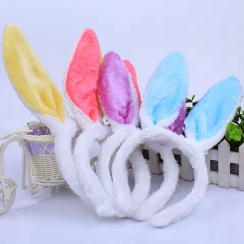 Cute Plush Rabbit Ears Headband Costume Props Cartoon Easter Bunny Ear Hairband For Children Party Amusement Park Dress Up