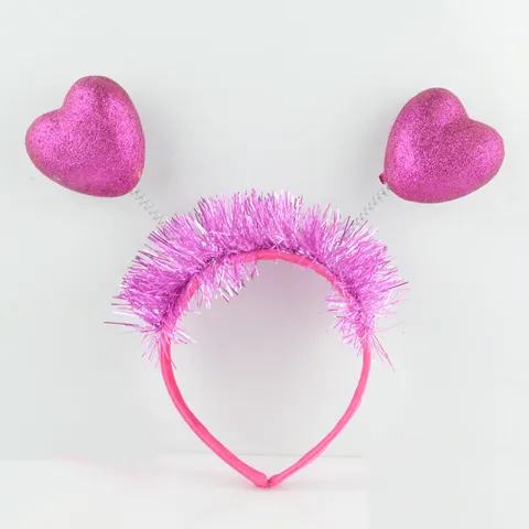 Valentine's Day Heart Headband Glitter Tinsel Red Rose Heart Head Hoop Party Hairband Festive Hair Accessories For Valentine Party Costume Decoration