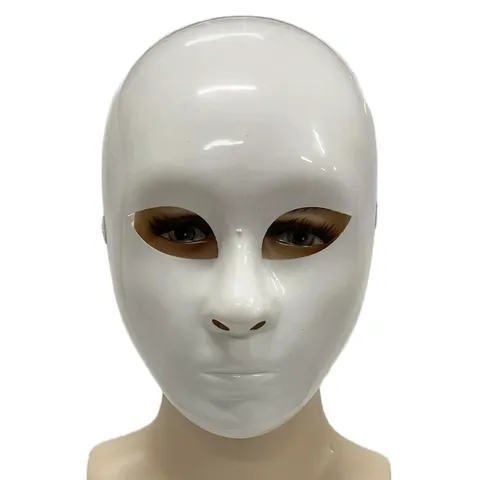 Minimalistisch Wit Volledig Gezicht Plastic Masker Voor Halloween Gemaskerd Bal Hip Hop Dans Effen Kleur Unisex Feest Kostuum Masker