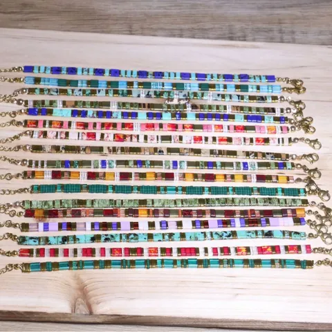 Vintage Etnisch Tila Kralen Armband Handgeweven Verstelbaar Boho Geometrisch Kristal Steen Kralen Armband Voor Vrouwen Mannen