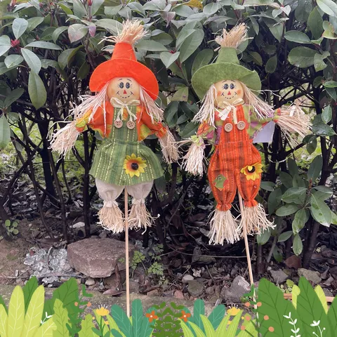 Muñeca de Espantapájaros de Pie de Halloween Adornos Muñeca de Tela de Paja Rústica Para Centro Comercial Bar Fiesta Decoración de Escena Accesorios