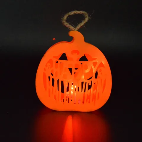 Plastic Halloween Pumpkin Lantern LED Electronic Candle Light Glowing Hollow Jack-O-Lantern Party Atmosphere Decoration
