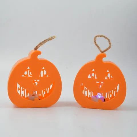 Plastic Halloween Pumpkin Lantern LED Electronic Candle Light Glowing Hollow Jack-O-Lantern Party Atmosphere Decoration