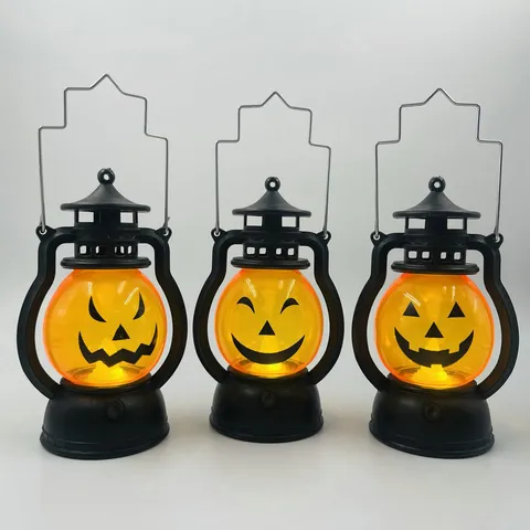 Halloween Glowing Kerosene Lamp Vintage Pumpkin Lantern Spiderweb Pattern LED Night Light Decorative Hanging Pendant Prop for Bar Party Home Decor