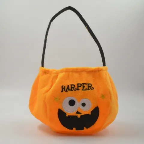 Halloween Candy Bags Embroidered Pumpkin Ghost Witch Vampire Character Tote Goodie Bags For Trick Or Treat Party Favors Gift Bags Kids