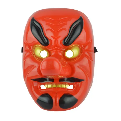 Máscara de Guerrero Japonés Noh Kabuki Tradicional Plástico Rojo Nariz Larga Tengu Máscara para Halloween Cosplay Fiesta Accesorio