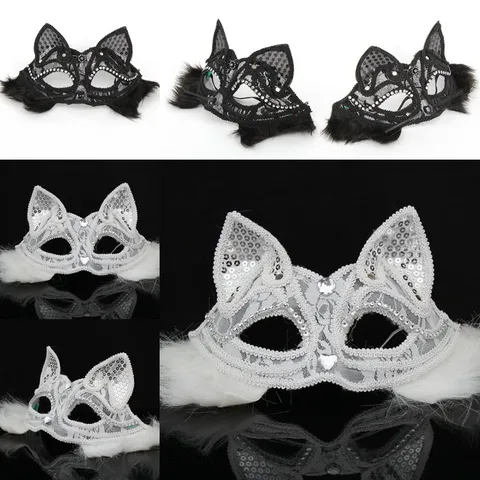 Maskeraden Fuchs Maske Für Damen Halloween Weihnachten Party Venezianische Strass Prinzessin Halbgesicht Katze Maske Kostüm Zubehör