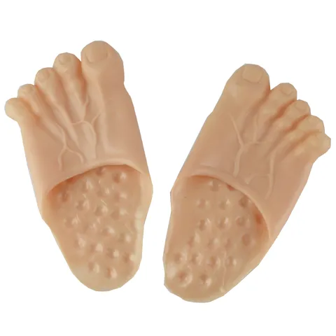 Halloween Spoof Giant Barefoot Costume Props Realistic Foot Slippers Funny April Fools Party Trick Prank Rubber Big Feet Shoes Accessories