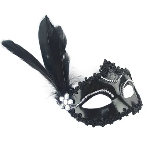 Venezianische Maskenball Feder Maske Damen Elegant Spitze Strass Prinzessin Augenmaske Halloween Karneval Party Kostüm Zubehör