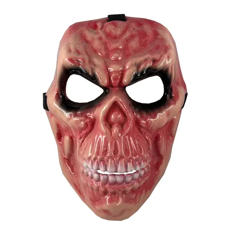 Máscara de Calavera Pintada de Rojo Aterrador de Halloween Tocado de Disfraz de Broma de Terror de Plástico para Accesorios de Fiesta de Atmósfera de Festival