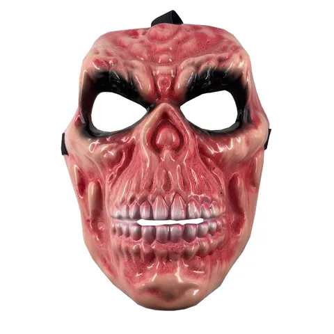 Máscara de Calavera Pintada de Rojo Aterrador de Halloween Tocado de Disfraz de Broma de Terror de Plástico para Accesorios de Fiesta de Atmósfera de Festival