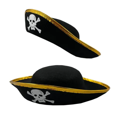 Kids Adults Pirate Captain Hat Tricorne Pirate Costume Hat Skull Crossbones Party Hat Halloween Party Performance Props