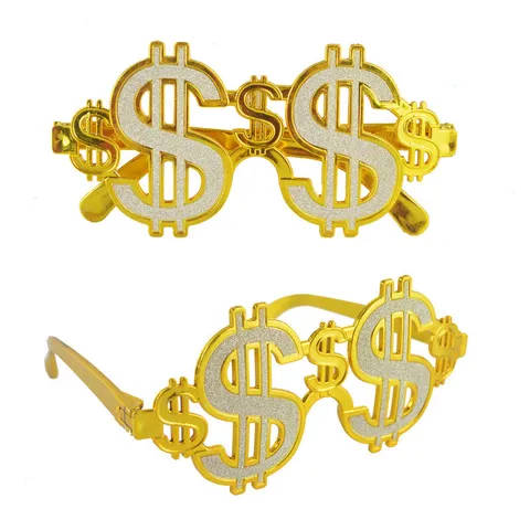 Creative Gold Dollar Sign Party Glasses Novelty Costume Eyewear Glitter Money Symbol Photo Prop For Dance Party Celebration
