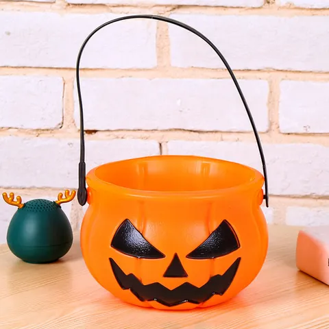 Halloween Pumpkin Candy Bucket Plastic Jack O Lantern Trick Or Treat Container Kids Toy Party Decoration Props