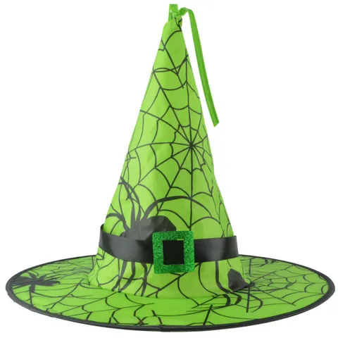 Chapeau de Sorcière Lumineux LED Accessoires de Costume de Fête d'Halloween Imprimé Toile d'Araignée Enfants Adultes Festival Coiffe Décorative