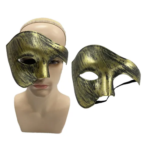 Masque de Mascarade Plastique Demi-Visage Opéra Fantôme Masque Vénitien Pour Fête d'Halloween Cosplay Costume Bal Accessoires