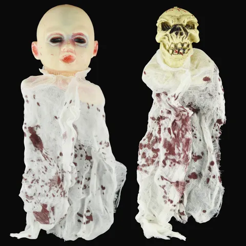 Ornamento Sospeso Horror di Halloween Bambino Fantasma Spettrale Accessorio Viso Scheletro Festa Spaventosa Decorazione Casa Infestata
