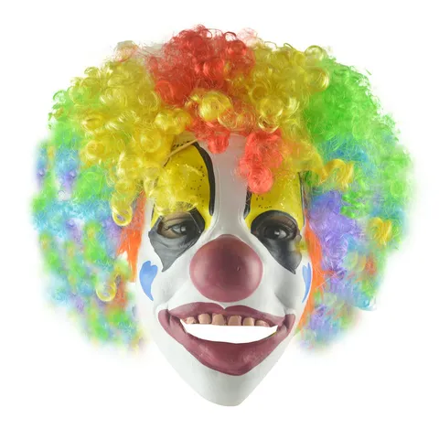 Halloween Party Funny Prank Clown Mask And Colorful Afro Wig Costume Party Accessories Cosplay Performance Props