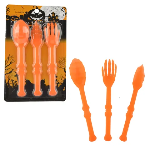 Halloween Plastic Skeleton Hand Bone Tableware Fork Knife Spoon Spooky Party Dining Decoration