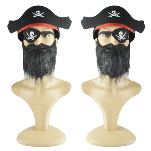 Halloween Pirate Costume Accessories Pirate Hat Beard Eyepatch Hook Dagger Props Party Dress Up Party Supplies