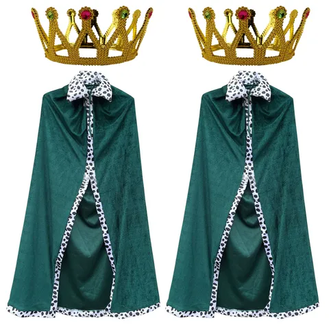 Halloween Enfants Roi Manteau Velours Cape Couronne Sceptre Costume Fête Cosplay Scène Performance Vêtement