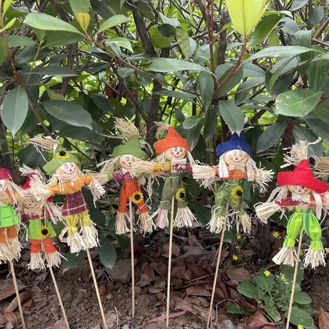 Halloween Scarecrow Decorations Outdoor Garden Yard Lawn Wood Fabric Yard Stakes Fall Autumn Party Layout Props Decor