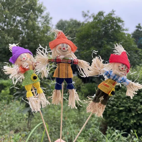 Halloween Scarecrow Decorations Outdoor Garden Yard Lawn Wood Fabric Yard Stakes Fall Autumn Party Layout Props Decor