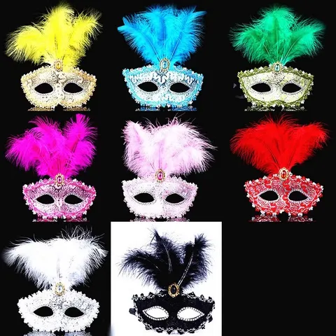 Venezianische Maskenball Maske Für Damen Spitze Feder Prinzessin Maske Halloween Party Karneval Sexy Kostüm Gesicht Dekoration