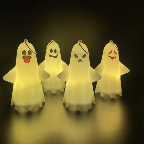 Halloween Decoration LED Ghost Hanging Light Plastic Ghost Face Electronic Candle Light For Party Festival Home Hanging Ornament