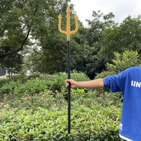 Halloween Costume Prop Weapon Plastic Pharaoh Scepter Golden Trident Priest Cross Cane For Cosplay Party Decoration Supplies