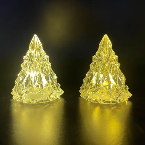 Gletscher Weihnachtsbaum Nachtlicht LED Warmgelb Atmosphäre Lampe Kristallimitat Schreibtisch Ornament Für Zimmer Hochzeit Dekoration