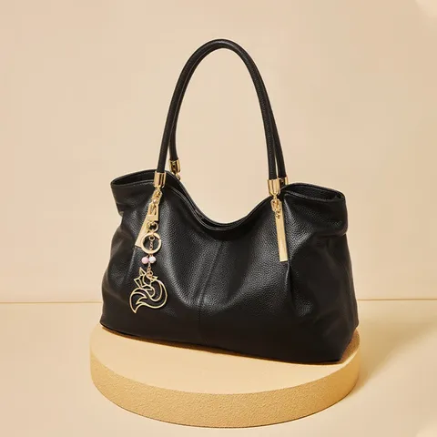 Borsa Tote di Grande Capacità da Donna in Pelle Bovina e Sintetica Tinta Unita Borsa a Mano Casual a Tracolla