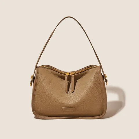 Borsa a Spalla in Morbida Pelle da Donna Tinta Unita Borsa a Tracolla Casual Borsa a Mano alla Moda con Cerniere Metalliche