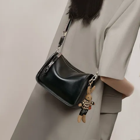 Donna Vera Pelle Borsa Secchiello Vintage Casual Spalla Tracolla Borsa Da Lavoro Con Tracciato Regolabile