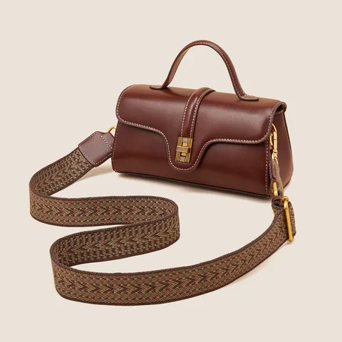 Donna Vera Pelle Borsa a Tracolla Minimalista Urbano Manico Superiore Borsa a Spalla Con Chiusura Metallica Cinturino Largo Borsa Casual