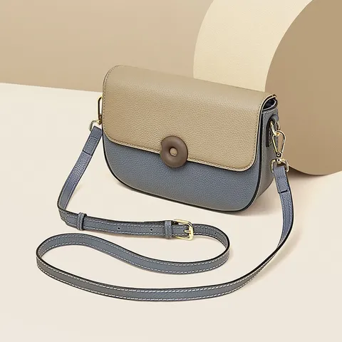 Pelle Bovina Superiore Borsa a Tracolla da Donna Moda Colore a Contrasto Borsa a Sella Minimalista Borsa in Pelle Casual Borsa a Spalla