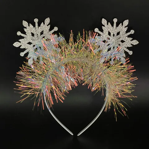 Christmas Snowflake Tassel Headband Colorful Glitter Hairband Costume Props For Festive Party Stage Performance Unisex Decorative Headwear