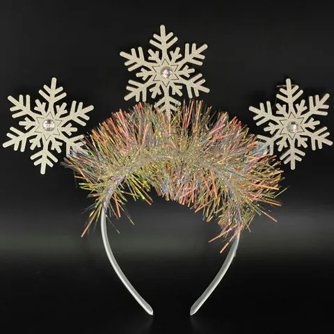 Christmas Snowflake Tassel Headband Colorful Glitter Hairband Costume Props For Festive Party Stage Performance Unisex Decorative Headwear