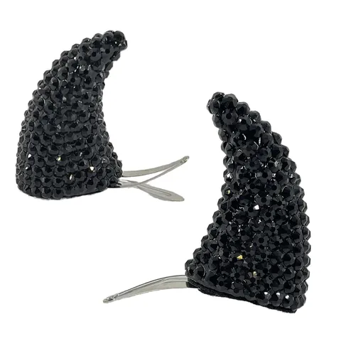 Halloween Rhinestone Devil Horn Hair Clips Glitter Ox Horn Headband Party Costume Performance Hair Accessories For Women