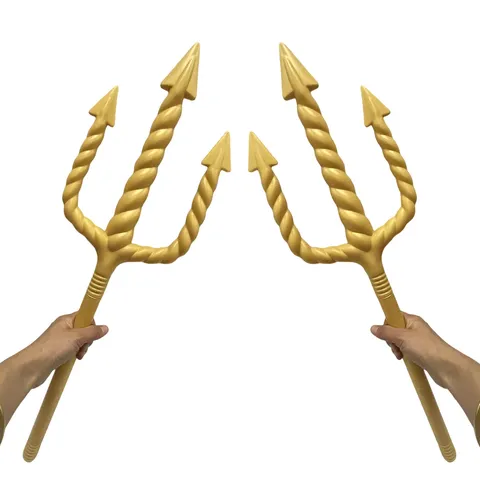 Halloween Gold Kunststoff Dreizack Spirale Teufel Gabel Kostüm Zubehör Für Party Cosplay Kinder Erwachsene